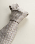 Beige Tie With Brown Micro-Pattern Silk