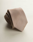 Orange Tie With White And Blue Micro-Pattern Silk