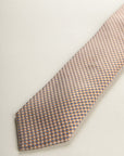 Orange Tie With White And Blue Micro-Pattern Silk