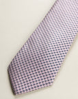 Pink Tie With A Micro-Pattern In White And Blue Silk