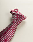 Dark Red Silk Tie With Silver Micro-Pattern