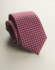 Dark Red Silk Tie With Silver Micro-Pattern