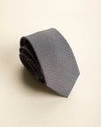 Brown tie with light blue micro-pattern silk