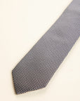 Brown tie with light blue micro-pattern silk