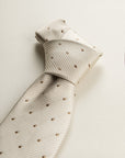 Cream Tie With Brown Polka Dots Silk