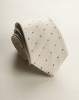 Cream Tie With Brown Polka Dots Silk