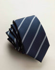 Regimental blue and white silk tie