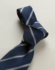 Regimental blue and white silk tie