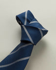 Regimental tie in blue and white silk