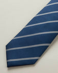 Regimental tie in blue and white silk