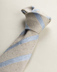 Beige Regimental Light Blue Silk Cotton Tie
