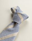 Regimental Blue Beige Silk Cotton Tie