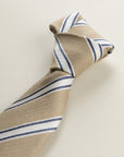 Beige Regimental Silk Cotton Tie