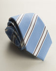 Regimental Light Blue Silk Cotton Tie