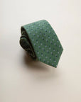 Green floral silk cotton tie
