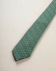 Green floral silk cotton tie