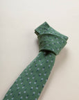 Green floral silk cotton tie