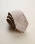 Beige silk tie with drop pattern