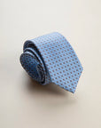 Light blue tie with brown micro-pattern silk