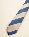 Blue beige regimental silk tie