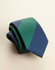 Blue green regimental silk tie