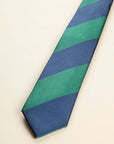 Blue green regimental silk tie
