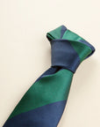 Blue green regimental silk tie