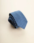 Light blue tie with blue polka dots, cotton and silk