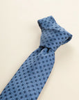 Light blue tie with blue polka dots, cotton and silk
