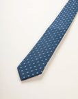Blue tie with green checks, silk and cotton