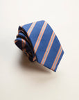 Regimental blue orange silk tie