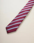Burgundy regimental light blue silk tie