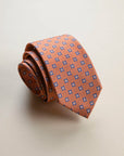 Orange and blue diamond silk tie
