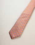 Orange and blue diamond silk tie
