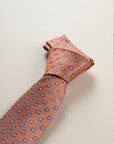 Orange and blue diamond silk tie