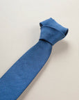 Denim blue silk linen tie