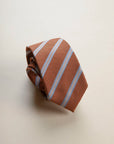 Rust regimental light blue silk tie