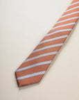 Rust regimental light blue silk tie