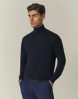 Dark blue turtleneck sweater in merino wool Lana Gatto