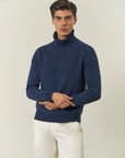 Vanishing blue wool blend turtleneck