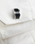 Curved black stone cufflink