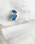 Curved blue stone cufflink