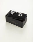 Black square stone and pearl cufflink