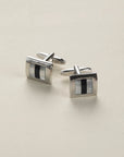 Black square stone and pearl cufflink