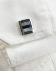 Black square stone and pearl cufflink