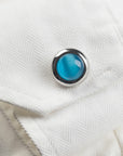 Round cobalt stone cufflink