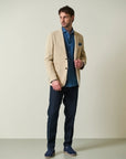 Beige custom fit cotton linen armor jacket