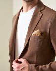 Custom fit dark brown cotton linen armor jacket