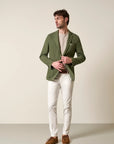 Green armor jacket cotton linen custom fit