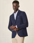 Custom Fit Blue Herringbone Cotton Jacket